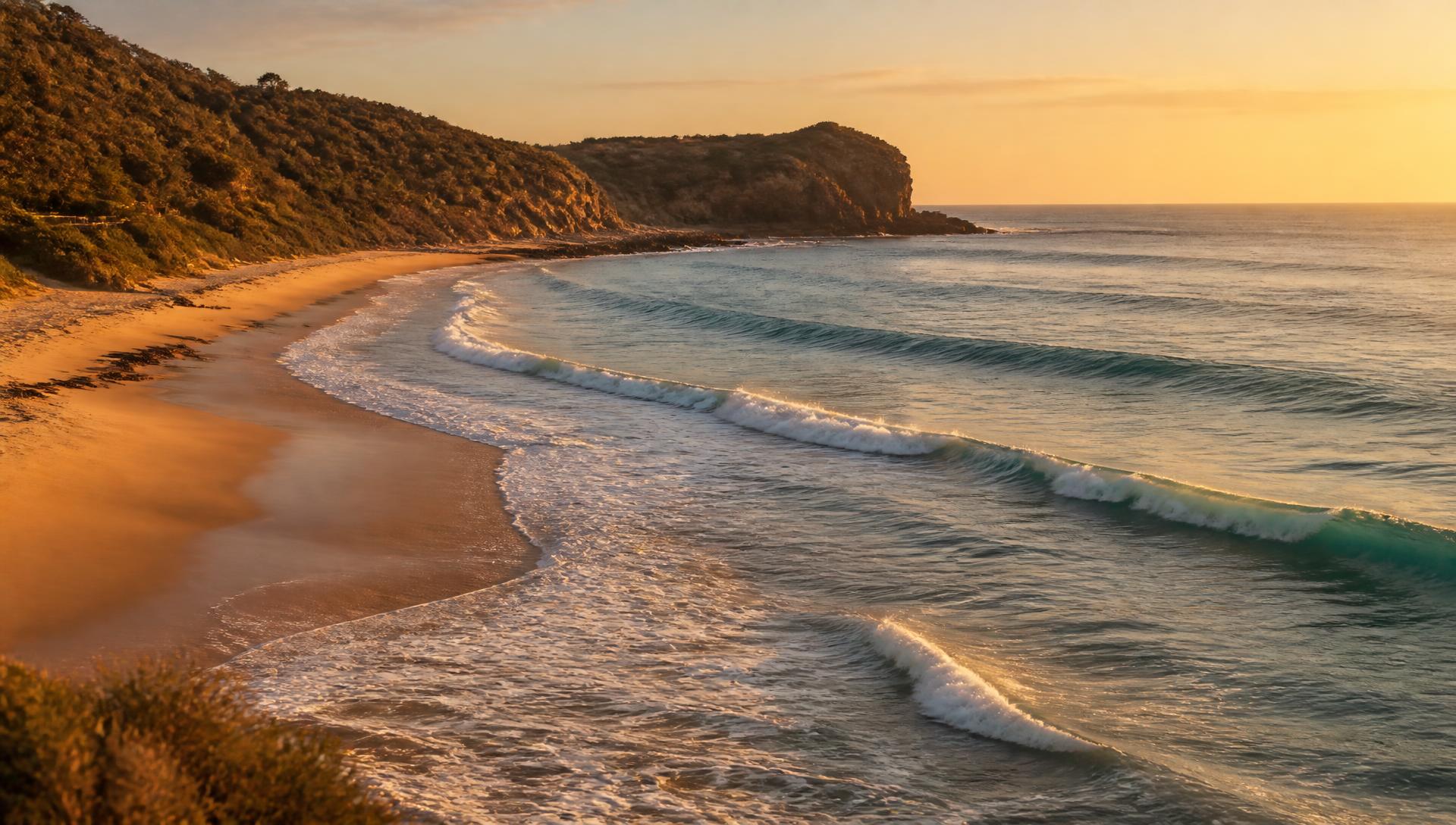 Sunset over the Werri Beach coastline near Perfect Break Cafe in Gerringong